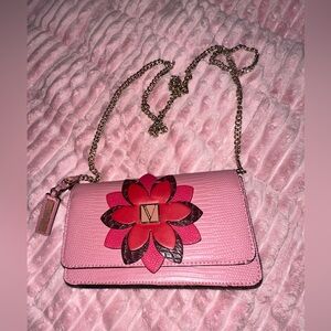 Victoria’s Secret Pink Crossbody Bag with Floral Accent – Excellent Condition